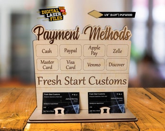 Payment Methods Stand SVG + Ai Laser Cut Files -- INSTANT DOWNLOAD