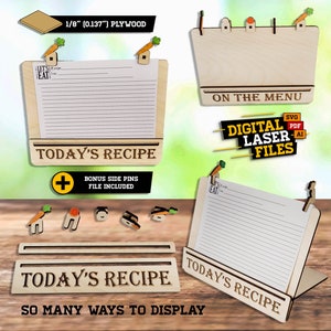 Recipe Holder SVG + Ai Laser Cut Files -- INSTANT DOWNLOAD