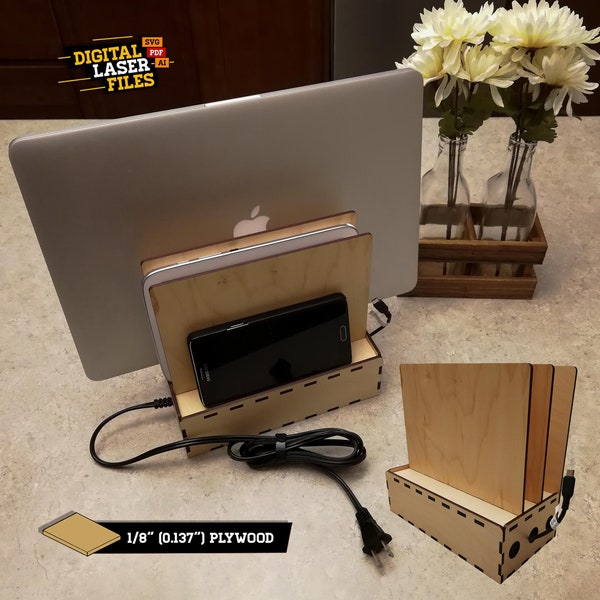 Charging Station SVG + Ai Laser Cut Files -- INSTANT DOWNLOAD