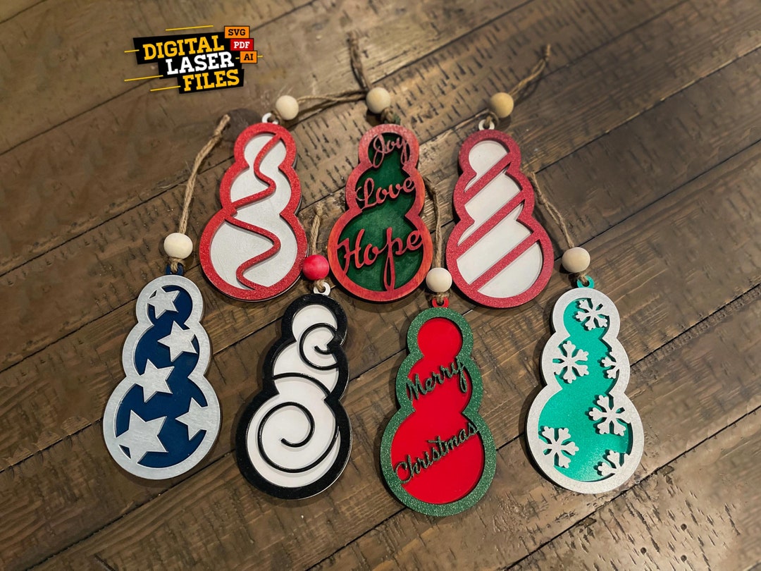 The 7 Snowmen Ornaments SVG + Ai Laser Cut Files -- INSTANT DOWNLOAD - Etsy