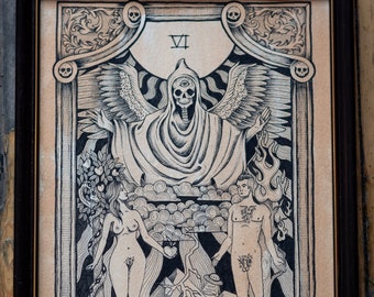 tre A4-tryck av tarotkort