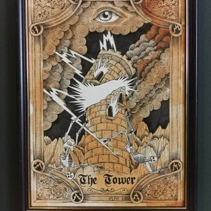 De toren tarotkaart A4-afdruk