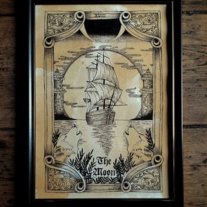 The Moon Tarotkaart A4-afdruk