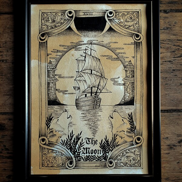 The Moon Tarot card A4 print
