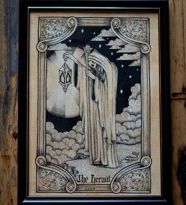 The Hermit tarot card A4 print Etsy