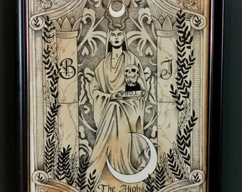 Carta de Tarô A Alta Sacerdotisa A4 impressa