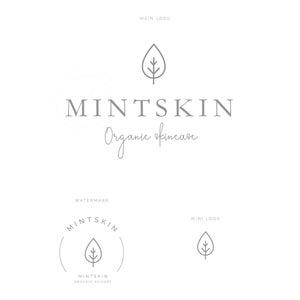 Skincare Logo, Mint Leaf Logo, Botanical Logo, Photography Logo, Beauty Logo, Branding kit, Feminine Logo, Boutique Logo, Organic Logo