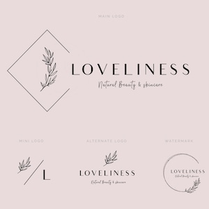 Premade Simple Beauty Logo, Feminine Logo, Boutique Logo, Organic Logo, Botanical Logo design, Photography Logo, Skincare Logo, Branding kit