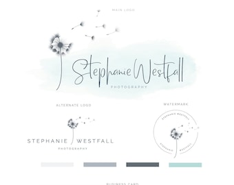 Premade Dandelion Coaching Counselling Therapy Services Logo, Beauty Skincare Wellness Branding Kit, Photography & Event Planner Logo Design