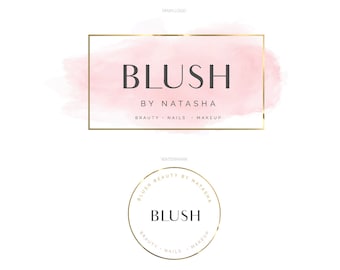 Beauty Logo, Makeup Artist Logo, Pink Gold  Watercolor Logo design, Beauty Salon Logo, Photography Logo, Boutique Logo, Lash Artist Logo