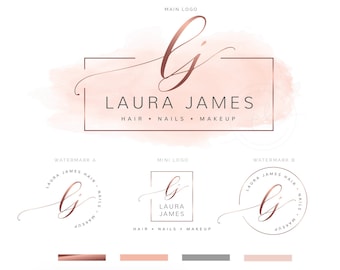 Beauty Logo, Makeup Artist Logo, Lash Artist Logo, Photography Logo, Hair Stylist Logo, Beauty Salon Logo, Premade Rose Gold Branding Kit