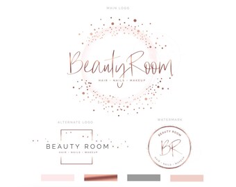 Beauty Logo, Makeup Artist Logo, Rose Gold Watercolor Branding kit, Beauty Salon Logo, Photography Logo, Boutique Logo, Lash Artist Logo