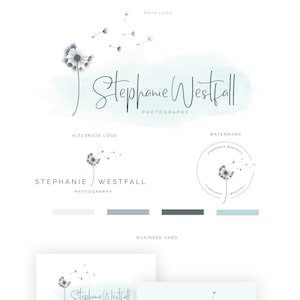 Logotipo pré-fabricado de serviços de terapia de aconselhamento e coaching de dente-de-leão, kit de marca de beleza e bem-estar para cuidados com a pele, design de logotipo de fotografia e planejador de eventos