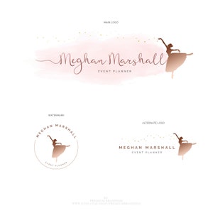 Premade Feminine logo, Event Planner Logo, Photography Logo, Beauty Logo, Simple Watercolor Rose Gold Branding kit, Fashion Boutique Logo