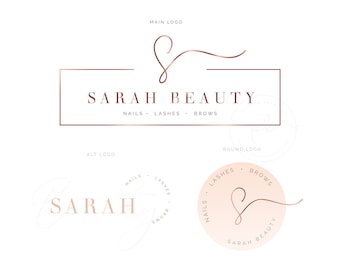 Lash Artist Logo, Beauty Logo, Makeup Artist Logo, Photography Logo, Hair Stylist Logo, Beauty Salon Logo, Premade Rose Gold Branding Kit