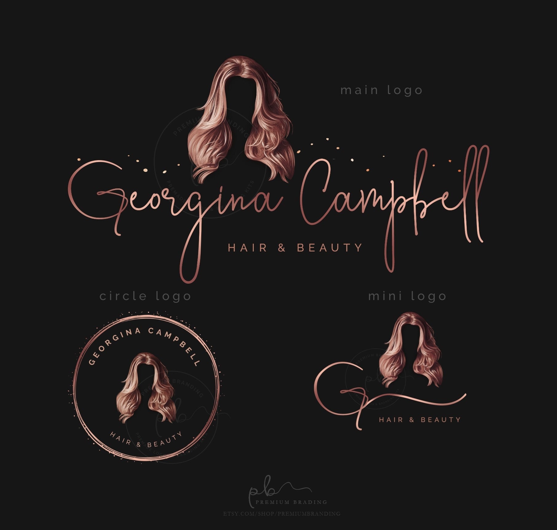 Hair Extension Logo Wig Logo Hairstylist Logo Luxury Hair Etsy