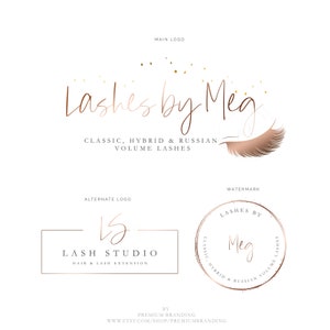 Eyelash logo design, Beauty Logo, Eyelashes Logo, Lash Extension Logo, Hair Salon Makeup Artist Logo, Rose Gold Logo, Branding Kit