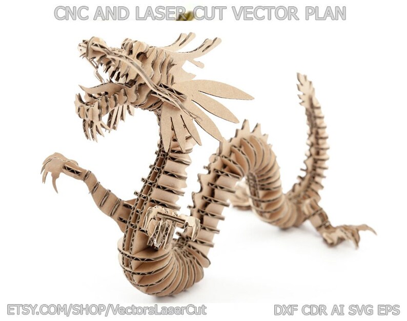 Vector file for laser cutting plywood Dragon DXF CDR svg ai eps vector project for CNC router and laser cut CorelDraw