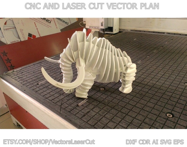 Vector file for laser cutting plywood Mammoth DXF CDR svg ai eps vector project for CNC router and laser cut CorelDraw
