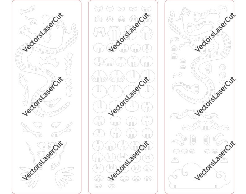 Vector file for laser cutting plywood Dragon DXF CDR svg ai eps vector project for CNC router and laser cut CorelDraw