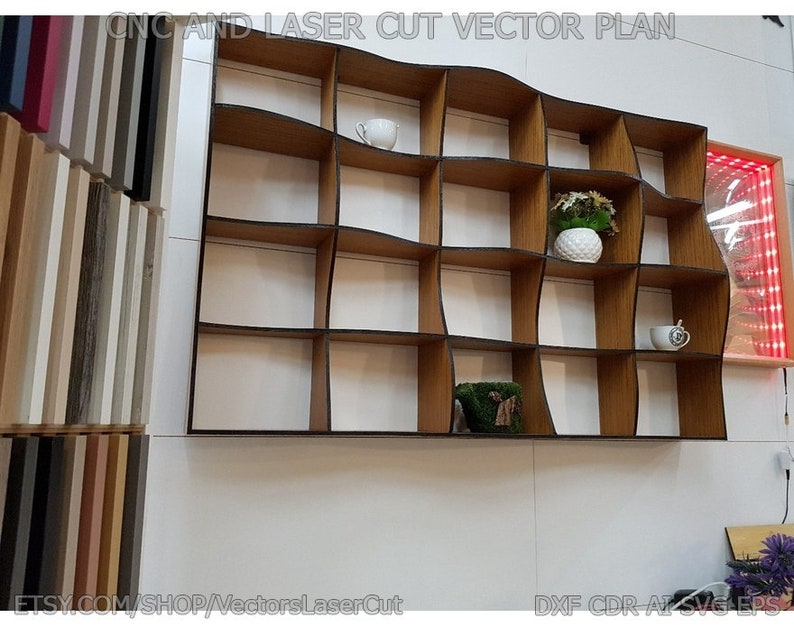 vector project for CNC router and laser cut Vector file for laser cutting plywood Shelf Wave shelves DXF CDR svg ai eps CorelDraw