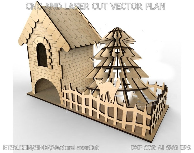CorelDraw Vector file for laser cutting plywood Birdhouse #2 DXF CDR svg ai eps vector project for CNC router and laser cut