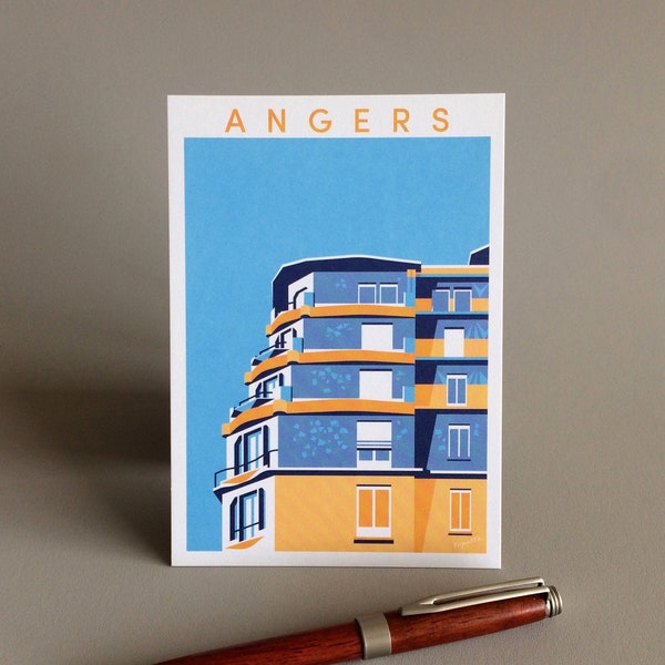 Carte postale illustrée de la ville d'Angers