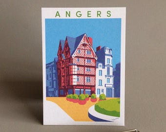 Postcard illustration of Angers' heritage