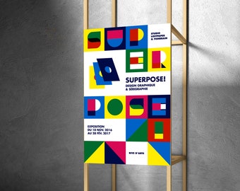 Serigrafía cartel exposición diseño formas geométricas