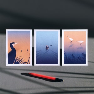 Lot de 3 Cartes postales illustrées bords de Loire
