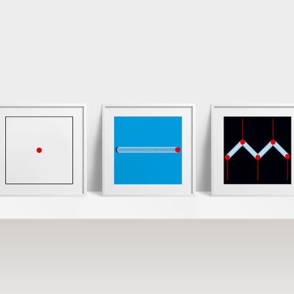 Sérigraphie triptyque minimaliste formes géométriques