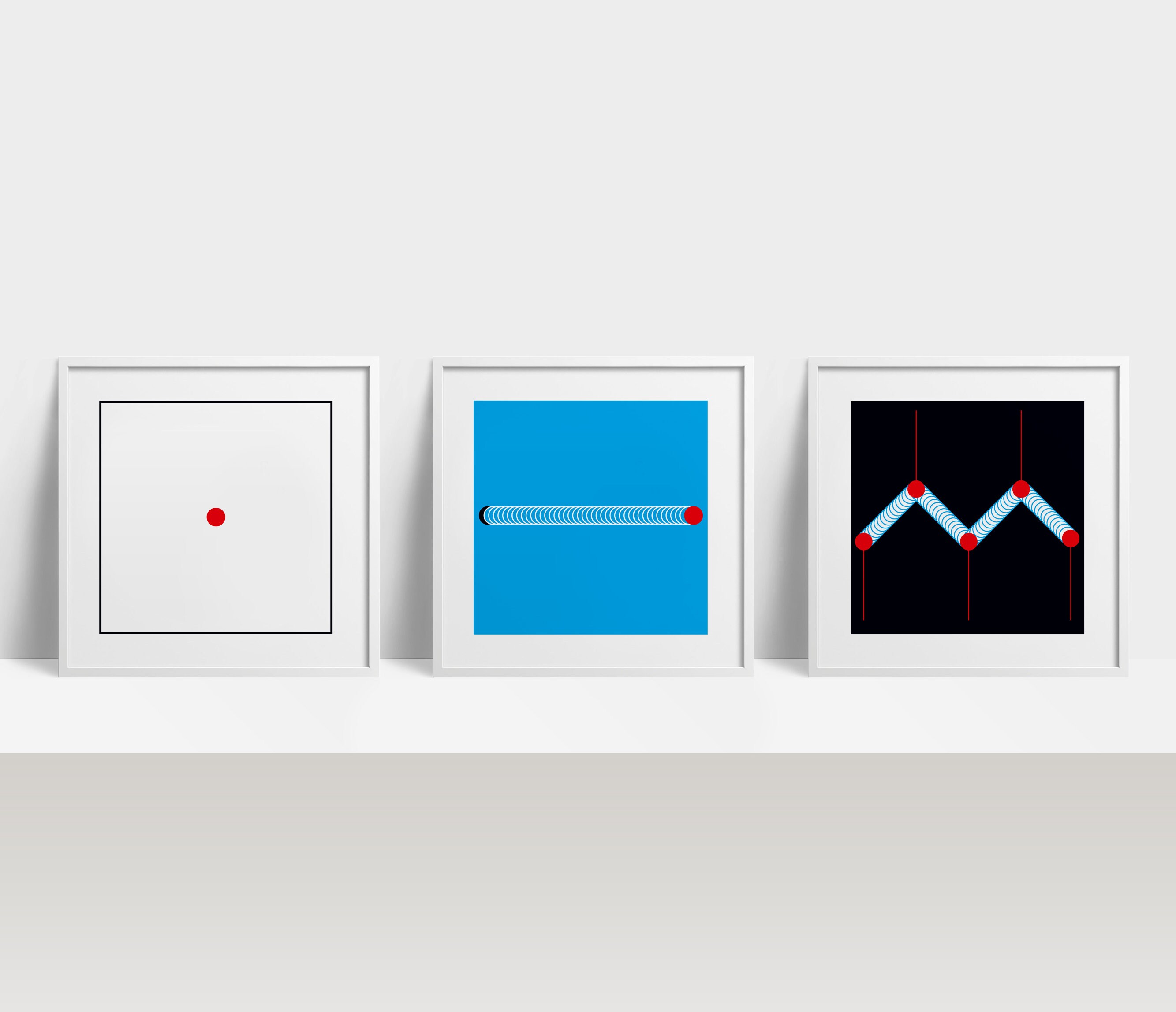 Sérigraphie Triptyque Minimaliste Formes Géométriques