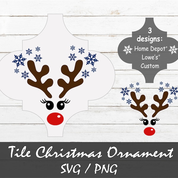 Christmas Reindeer Tile Ornament SVG, Reindeer SVG, Girl Christmas svg, Reindeer face svg, Tile Ornament Template SVG, Arabesque Tile svg