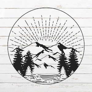 Mountains SVG, Landscape PNG for Tumbler, Nature svg file for Cricut, Mountain Silhouette, Holidays in the mountains Clipart, Country SVG