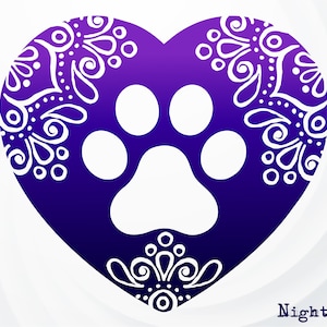 Dog Paw Mandala svg, Love paw SVG, Paw print Mandala, Dog Mandala SVG, Love dog paw SVG, Pow Heart svg, Paw print heart svg, Dog Paw Clipart