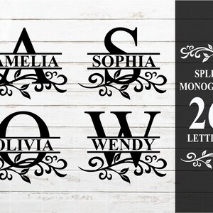 Split Monogram SVG, Alphabet SVG, Swirly SVG cut file for Cricut, Glowforge, Wall hanging monogram svg for Family - 26 individual letters