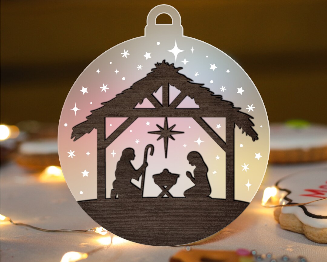 Nativity Scene Christmas Ornament SVG, Laser Cut File
