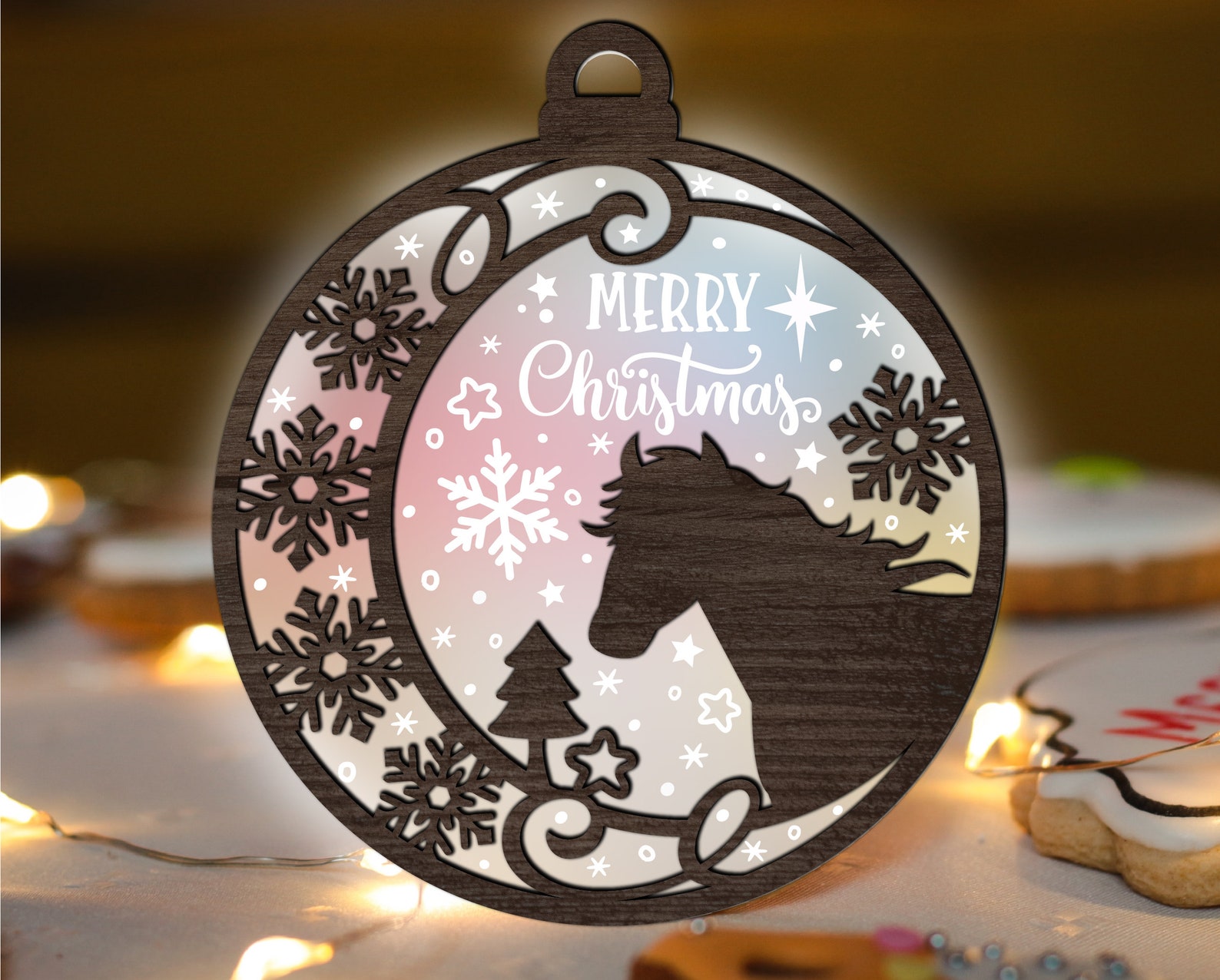Horse Head Ornament SVG Christmas Laser Cut File Etsy