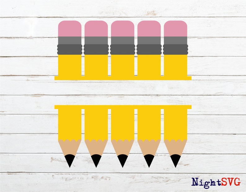 Download Split Pencil Monogram SVG Teacher svg Pencil SVG School | Etsy