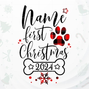 Christmas dog SVG, Dog paw Christmas ornaments SVG, Snowflakes svg, First Christmas SVG, Dog svg, Dog Ornament svg, Buffalo Plaid svg