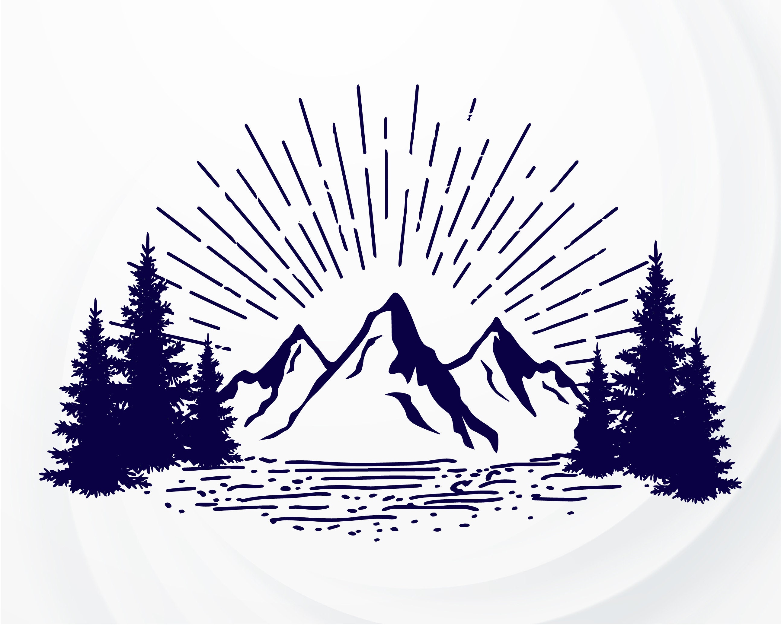 Download Mountains Svg Nature Svg Mountains And Sunray Svg Landscape Etsy