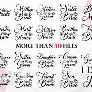 Bride SVG, Groom SVG, Bridesmaid svg Bundle for Shirt, Matron of Honor svg for Cricut, Bachelorette Party SVG,