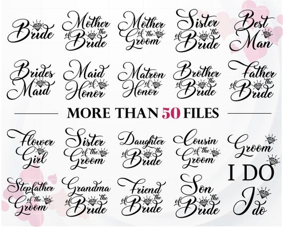 Bride SVG, Groom SVG, Bridesmaid svg Bundle for Shirt, Matron of Honor svg for Cricut, Bachelorette Party SVG,