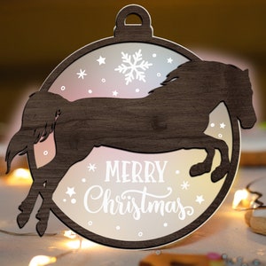 Horse Christmas Ornament Glowforge SVG, Laser Cut File, Snowlake svg, Winter ornaments multi-layer for CNC machine