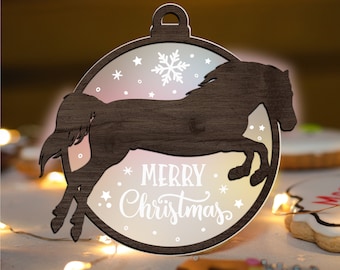 Horse Christmas Ornament Glowforge SVG, Laser Cut File, Snowlake svg, Winter ornaments multi-layer for CNC machine