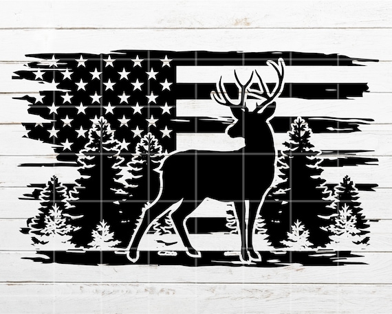 Hunting SVG Deer SVG Distressed Flag Svg Forest SVG Deer - Etsy