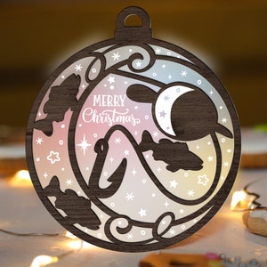 Fishing Christmas Ornament Glowforge SVG Laser Cut File, Bass Fish SVG, Holiday Ornaments Wood Acrylic multi-layer for CNC machine