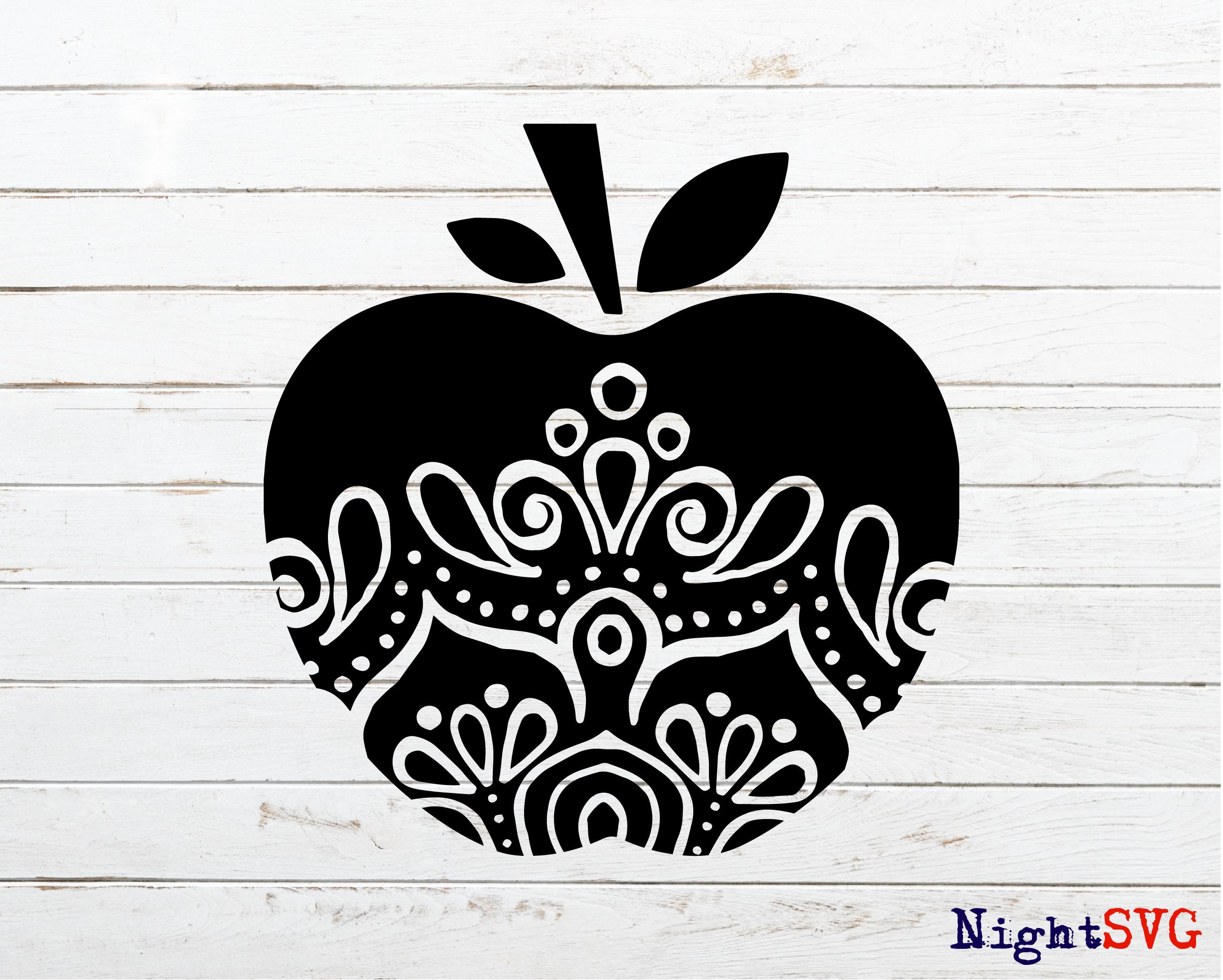 Apple Mandala SVG Apple Svg Fruit Svg Teacher Svg School - Etsy