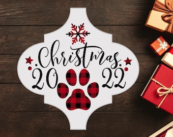 Arabesque Tile Ornament SVG, Dog Christmas 2022 SVG, First Pet Christmas svg, Tile Ornament Template SVG cut file, Cricut, Silhouette
