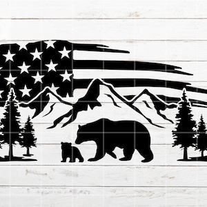Bear Mountain Flag SVG, Nature Landscape SVG, Camping svg, Adventure SVG, Trees svg, Mountain scene svg, file for Shirt, Cricut, Silhouette